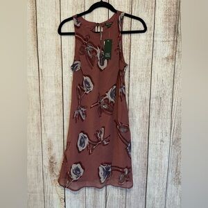 Wild Fable Rose Print Midi Dress - Dusty Pink and Navy